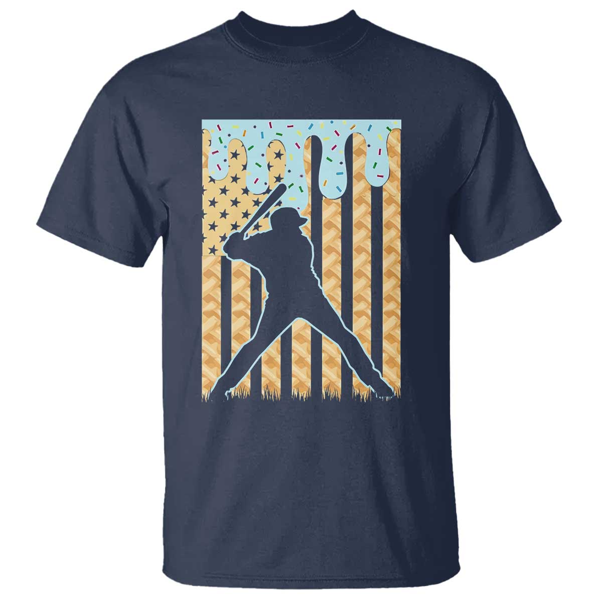 Baseball Drip T Shirt Dripping Ice Cream Sprinkles American Flag Boys - Wonder Print Shop