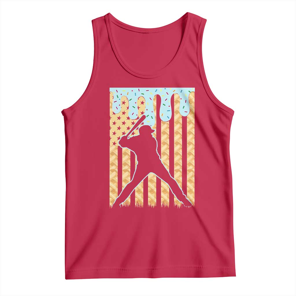 Baseball Drip Tank Top Dripping Ice Cream Sprinkles American Flag Boys - Wonder Print Shop