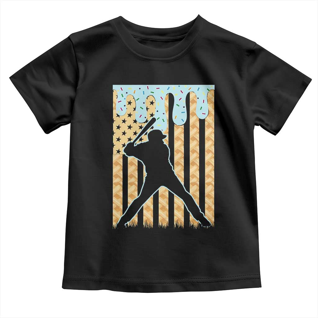Baseball Drip Toddler T Shirt Dripping Ice Cream Sprinkles American Flag Boys - Wonder Print Shop
