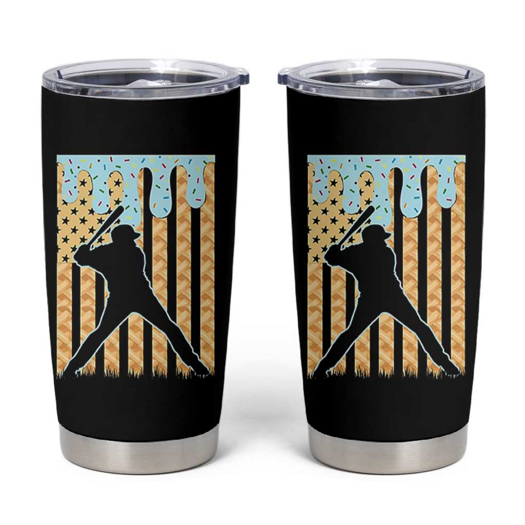 Baseball Drip Tumbler Cup Dripping Ice Cream Sprinkles American Flag Boys - Wonder Print Shop