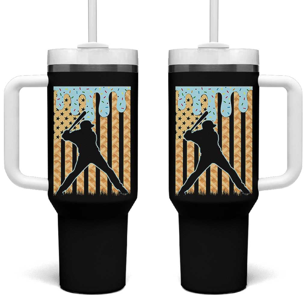 Baseball Drip Tumbler With Handle Dripping Ice Cream Sprinkles American Flag Boys - Wonder Print Shop