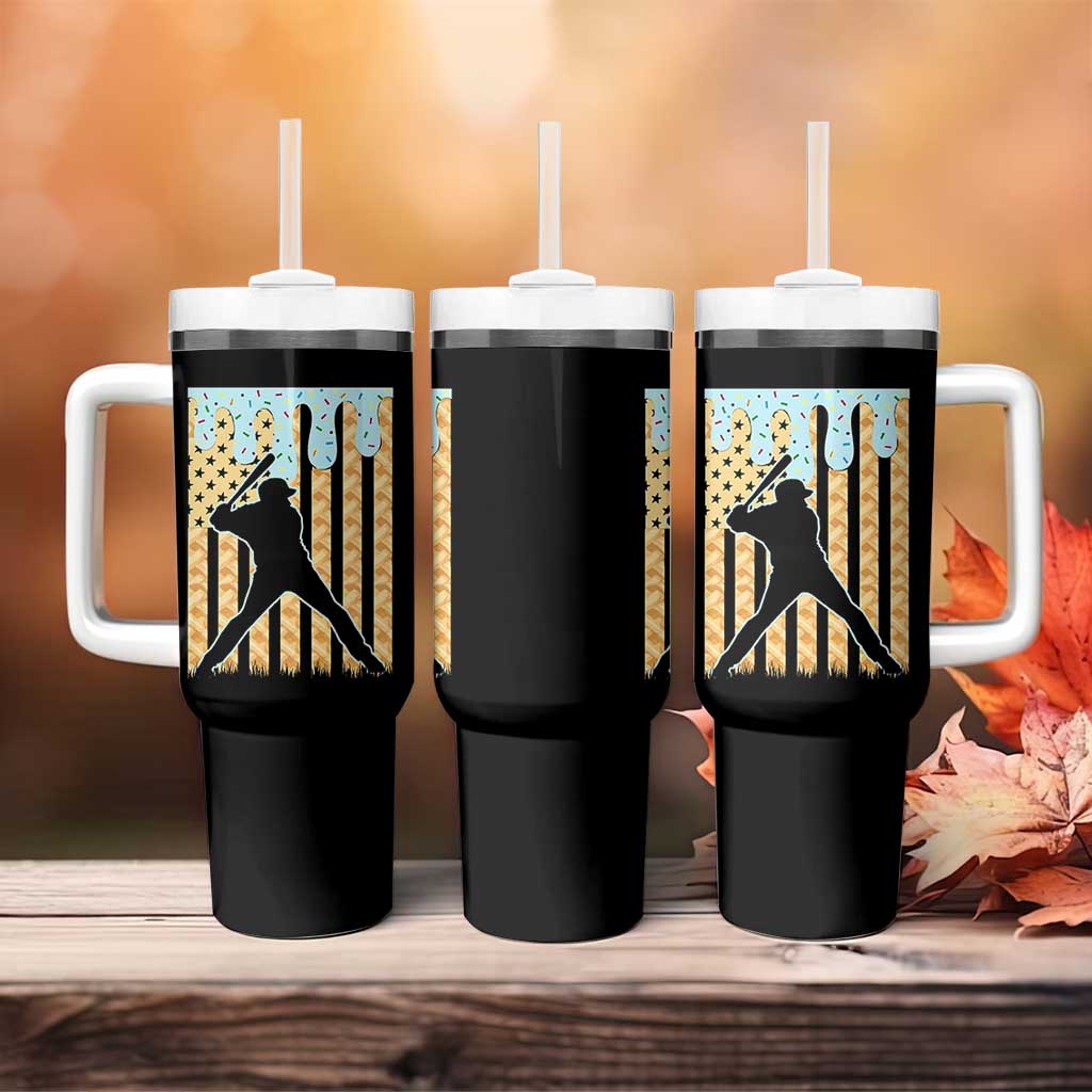 Baseball Drip Tumbler With Handle Dripping Ice Cream Sprinkles American Flag Boys - Wonder Print Shop