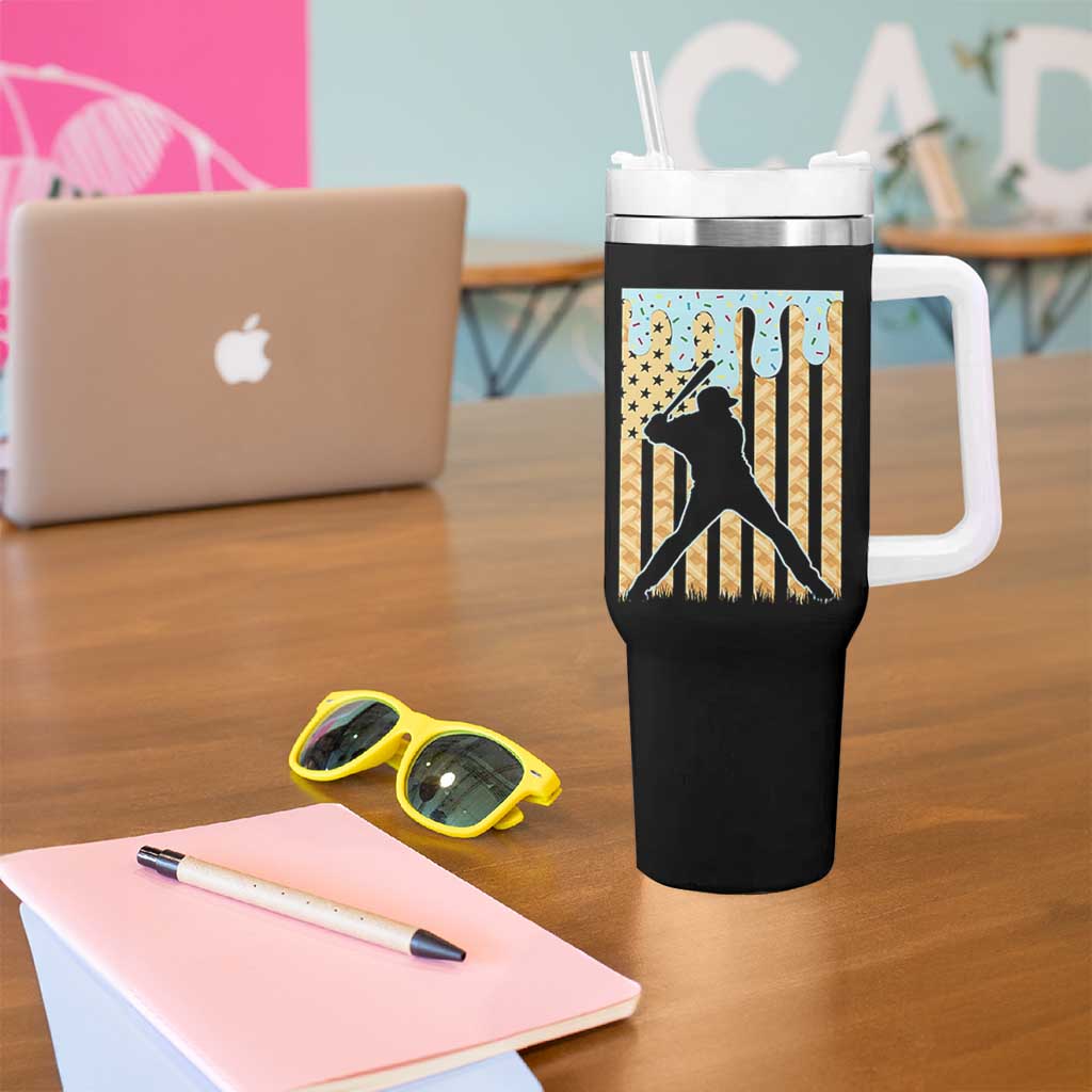 Baseball Drip Tumbler With Handle Dripping Ice Cream Sprinkles American Flag Boys - Wonder Print Shop
