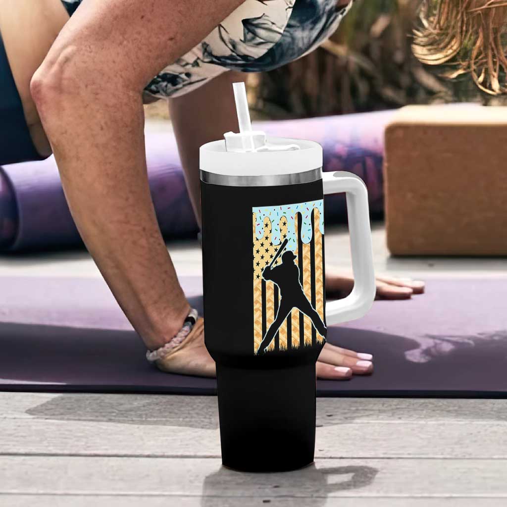 Baseball Drip Tumbler With Handle Dripping Ice Cream Sprinkles American Flag Boys - Wonder Print Shop