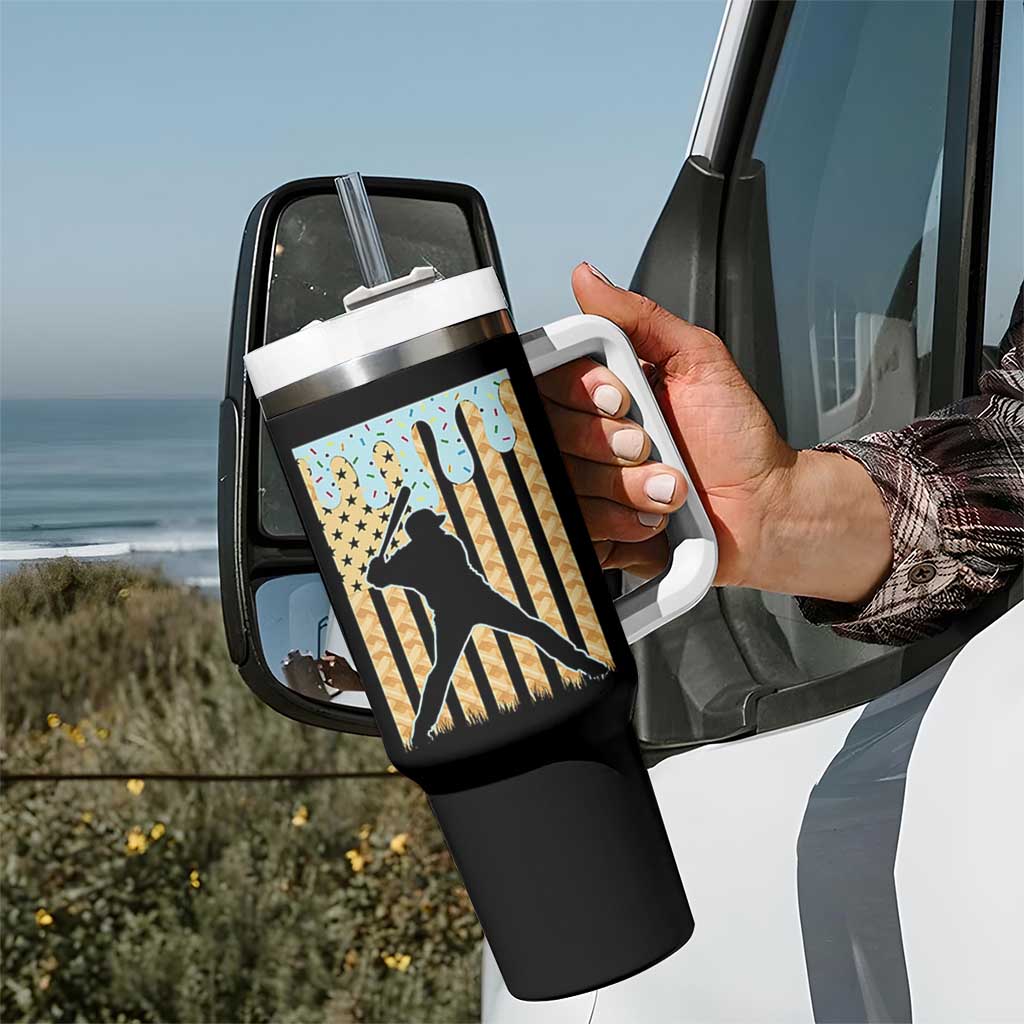 Baseball Drip Tumbler With Handle Dripping Ice Cream Sprinkles American Flag Boys - Wonder Print Shop