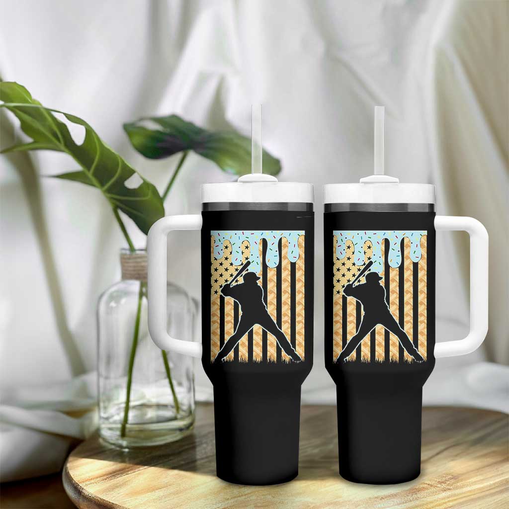 Baseball Drip Tumbler With Handle Dripping Ice Cream Sprinkles American Flag Boys - Wonder Print Shop