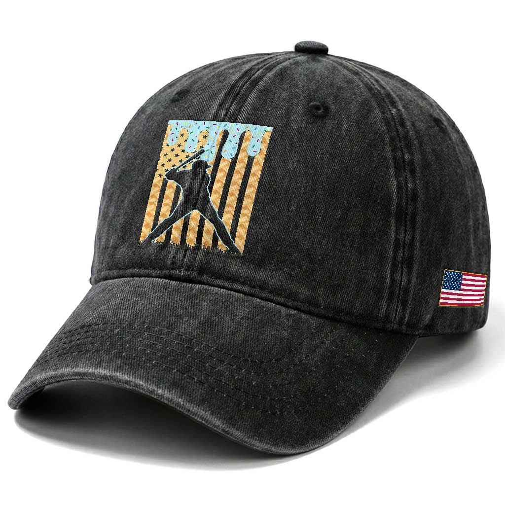 Baseball Drip Washed Cotton Baseball Cap Dripping Ice Cream Sprinkles American Flag Boys