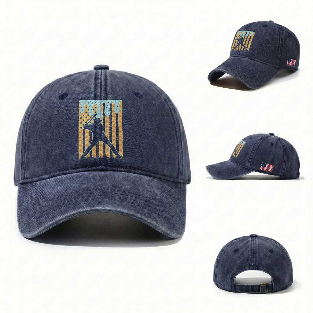 Baseball Drip Washed Cotton Baseball Cap Dripping Ice Cream Sprinkles American Flag Boys