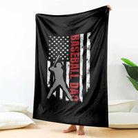 Baseball Dad Throw Blanket Retro US Flag Fathers Day Baseball Player - Wonder Print Shop