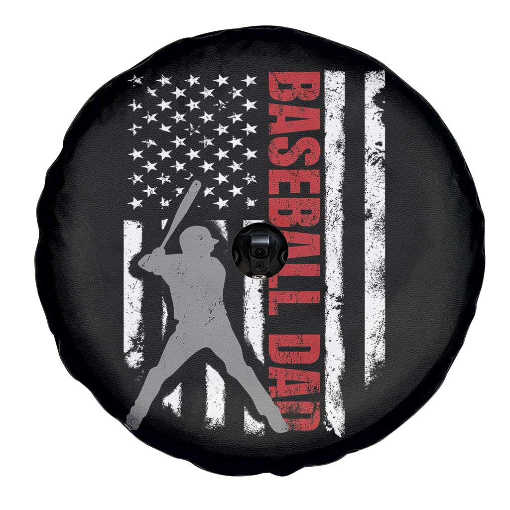 Baseball Dad Spare Tire Cover Retro US Flag Fathers Day Baseball Player - Wonder Print Shop