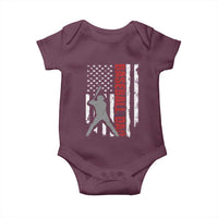 Baseball Dad Baby Onesie Retro US Flag Fathers Day Baseball Player - Wonder Print Shop