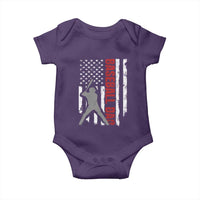 Baseball Dad Baby Onesie Retro US Flag Fathers Day Baseball Player - Wonder Print Shop