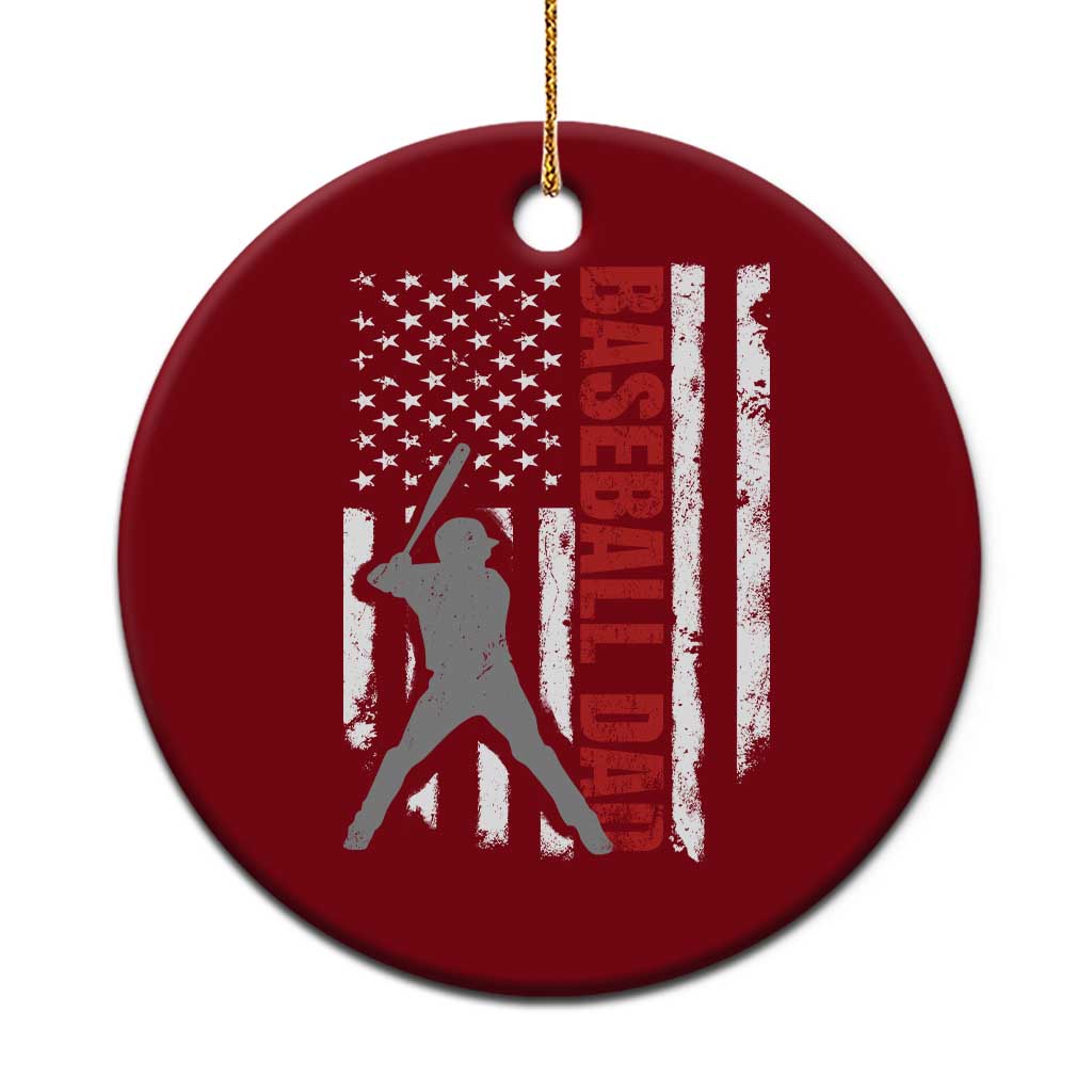 Baseball Dad Ceramic Ornament Retro US Flag Fathers Day Baseball Player - Wonder Print Shop