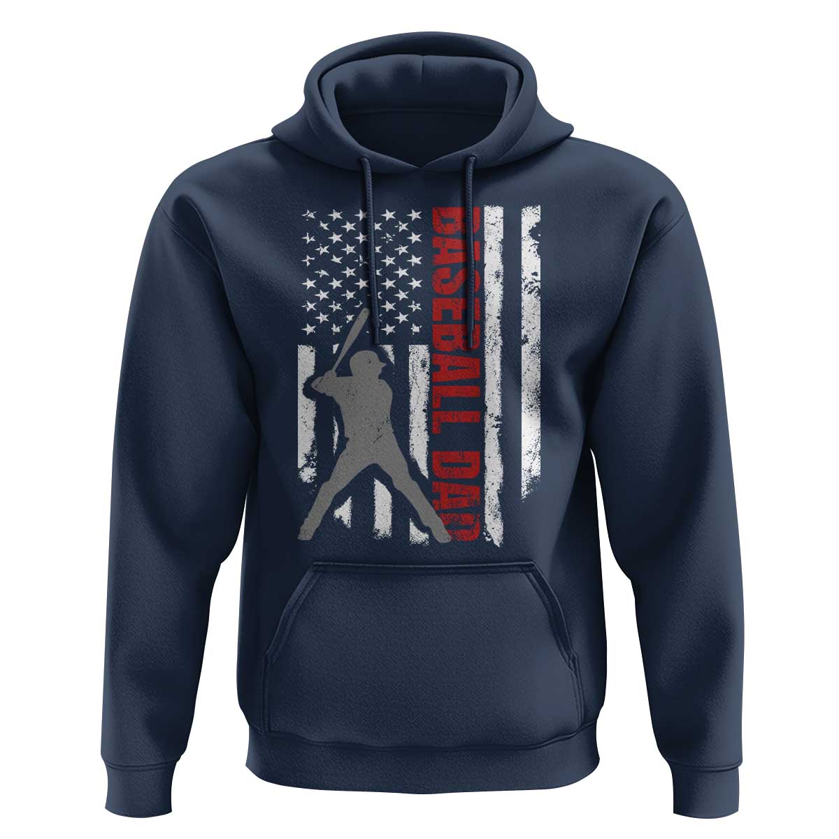 Baseball Dad Hoodie Retro US Flag Fathers Day Baseball Player - Wonder Print Shop