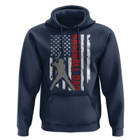 Baseball Dad Hoodie Retro US Flag Fathers Day Baseball Player - Wonder Print Shop