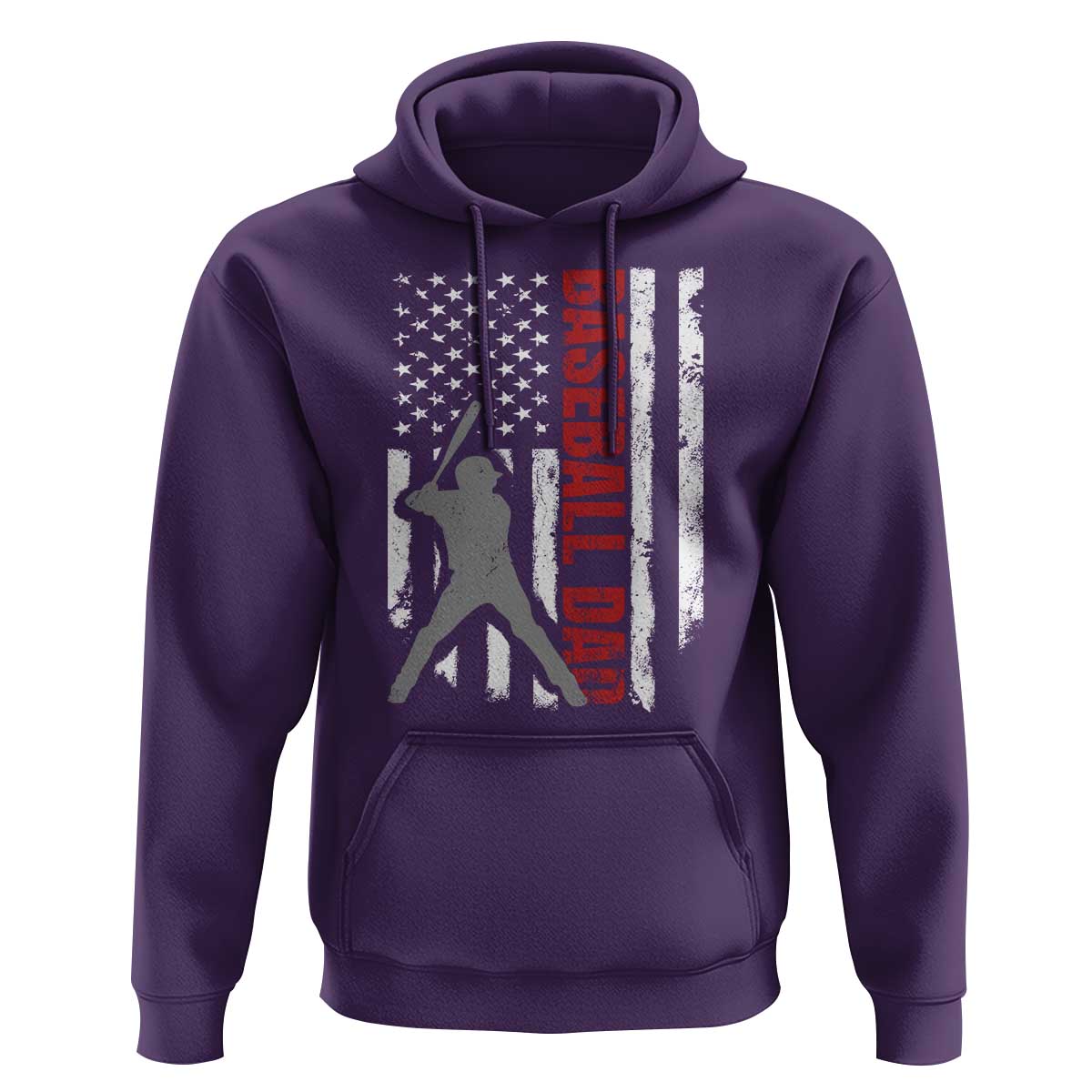 Baseball Dad Hoodie Retro US Flag Fathers Day Baseball Player - Wonder Print Shop