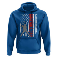 Baseball Dad Hoodie Retro US Flag Fathers Day Baseball Player - Wonder Print Shop