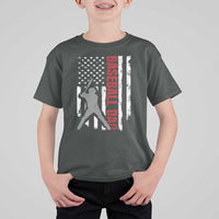 Baseball Dad T Shirt For Kid Retro US Flag Fathers Day Baseball Player - Wonder Print Shop