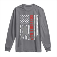 Baseball Dad Long Sleeve Shirt Retro US Flag Fathers Day Baseball Player - Wonder Print Shop