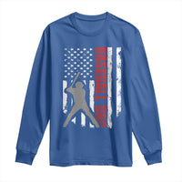 Baseball Dad Long Sleeve Shirt Retro US Flag Fathers Day Baseball Player - Wonder Print Shop