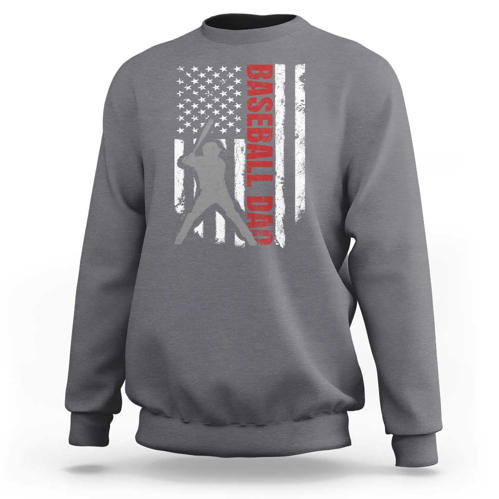 Baseball Dad Sweatshirt Retro US Flag Fathers Day Baseball Player - Wonder Print Shop