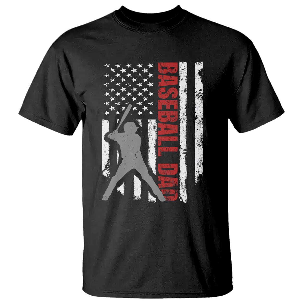 Baseball Dad T Shirt Retro US Flag Fathers Day Baseball Player - Wonder Print Shop