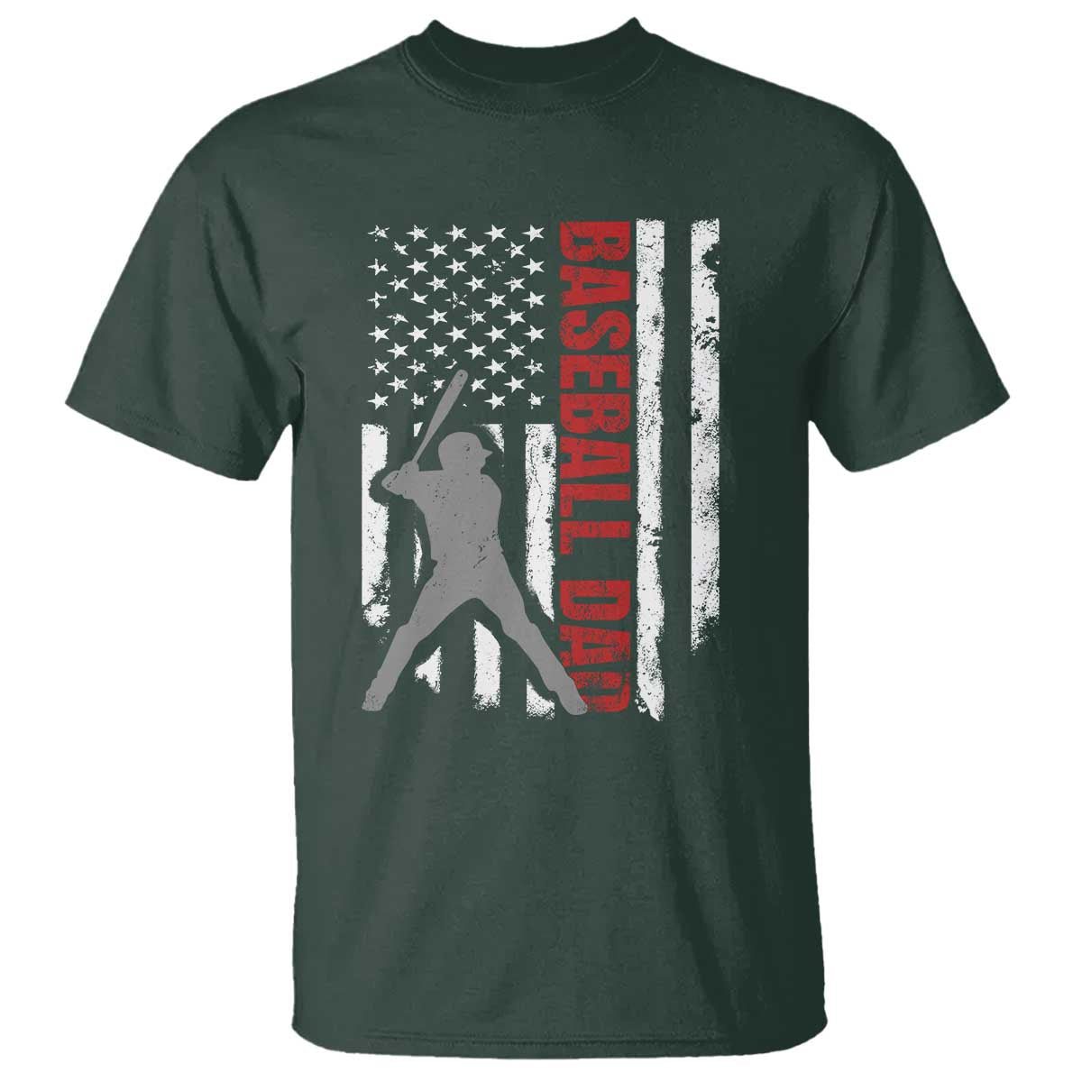 Baseball Dad T Shirt Retro US Flag Fathers Day Baseball Player - Wonder Print Shop