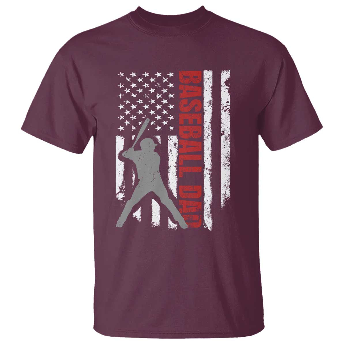 Baseball Dad T Shirt Retro US Flag Fathers Day Baseball Player - Wonder Print Shop
