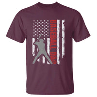 Baseball Dad T Shirt Retro US Flag Fathers Day Baseball Player - Wonder Print Shop