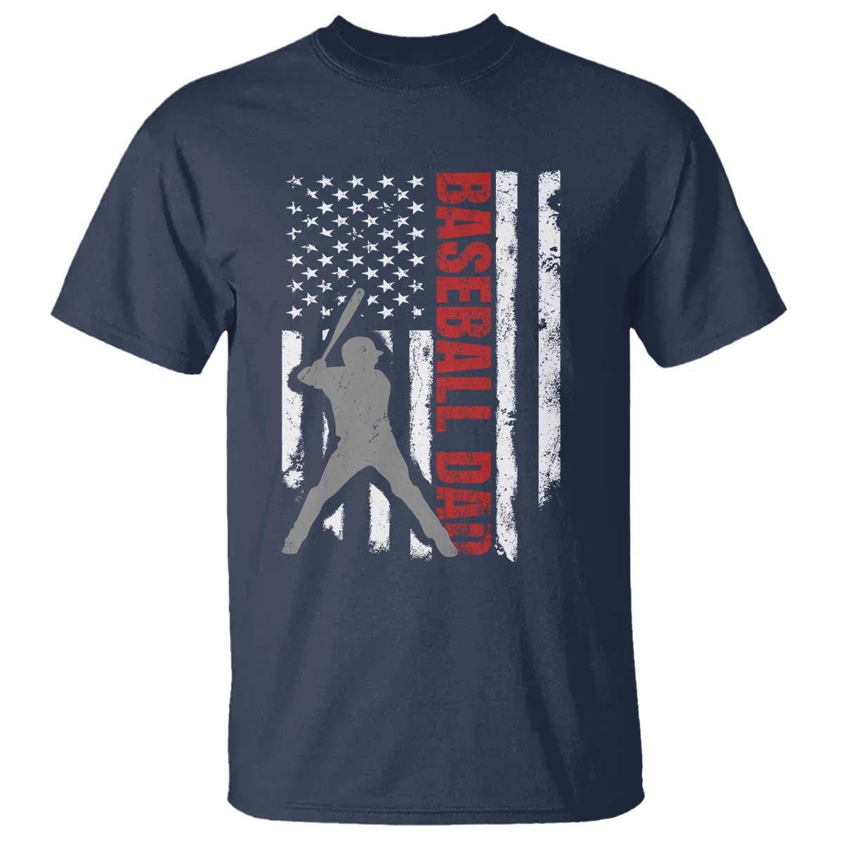 Baseball Dad T Shirt Retro US Flag Fathers Day Baseball Player - Wonder Print Shop