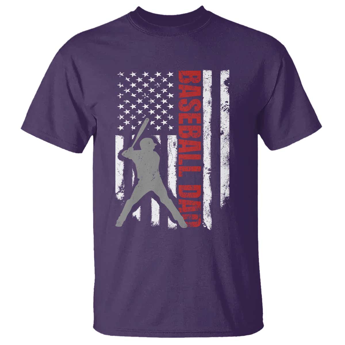 Baseball Dad T Shirt Retro US Flag Fathers Day Baseball Player - Wonder Print Shop