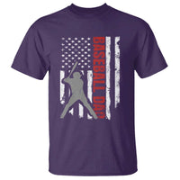 Baseball Dad T Shirt Retro US Flag Fathers Day Baseball Player - Wonder Print Shop