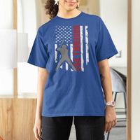 Baseball Dad T Shirt For Women Retro US Flag Fathers Day Baseball Player - Wonder Print Shop