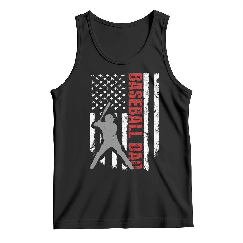Baseball Dad Tank Top Retro US Flag Fathers Day Baseball Player - Wonder Print Shop