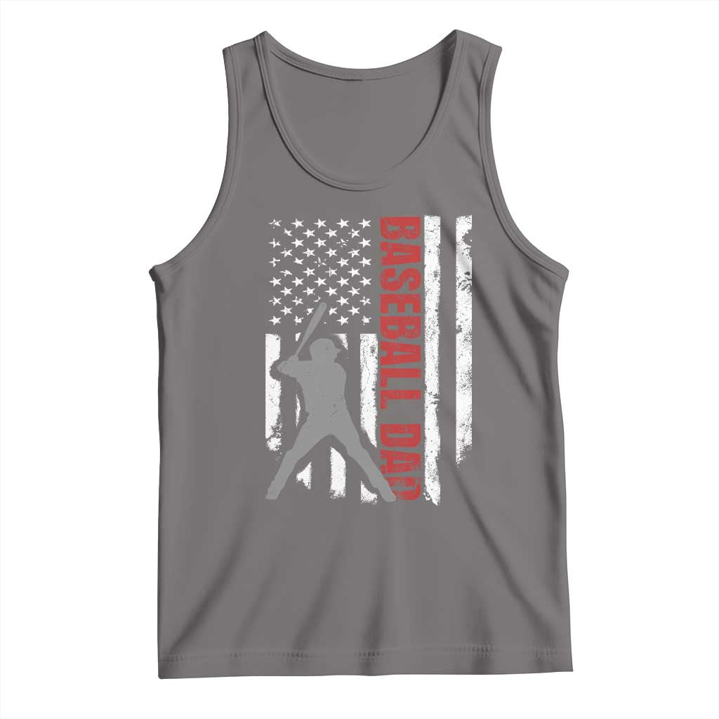 Baseball Dad Tank Top Retro US Flag Fathers Day Baseball Player - Wonder Print Shop