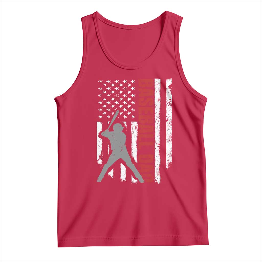 Baseball Dad Tank Top Retro US Flag Fathers Day Baseball Player - Wonder Print Shop