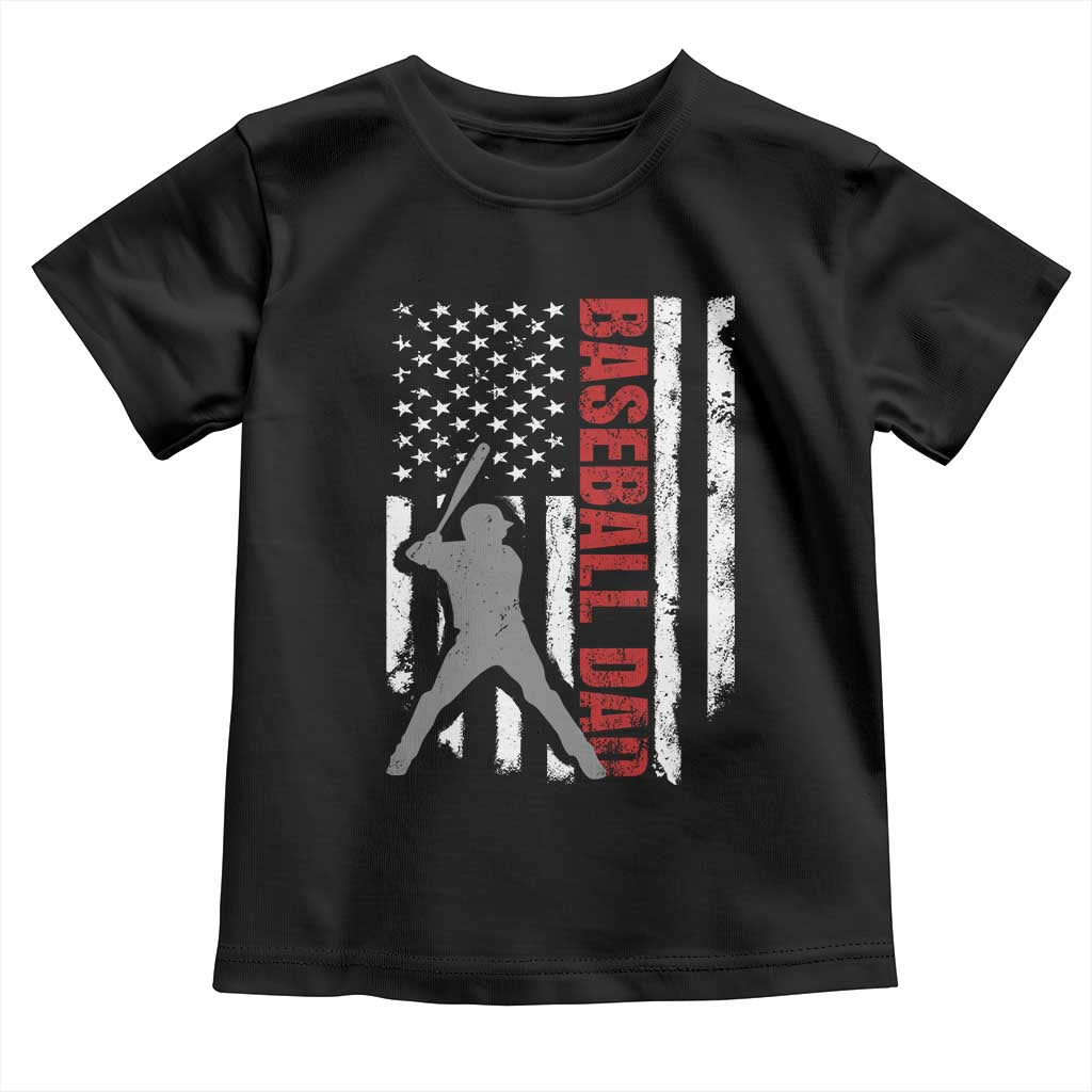 Baseball Dad Toddler T Shirt Retro US Flag Fathers Day Baseball Player - Wonder Print Shop
