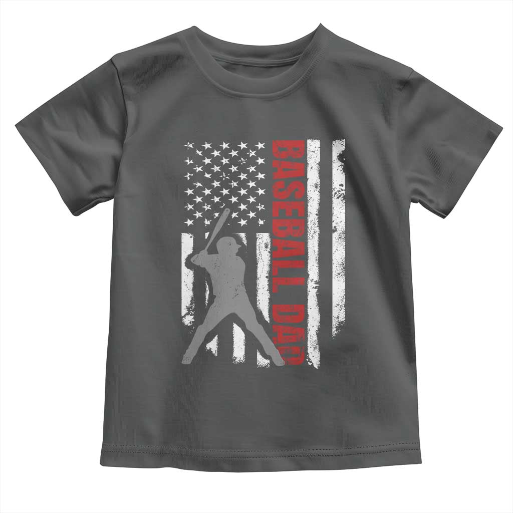 Baseball Dad Toddler T Shirt Retro US Flag Fathers Day Baseball Player - Wonder Print Shop