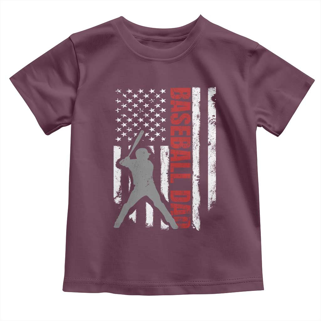 Baseball Dad Toddler T Shirt Retro US Flag Fathers Day Baseball Player - Wonder Print Shop