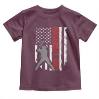 Baseball Dad Toddler T Shirt Retro US Flag Fathers Day Baseball Player - Wonder Print Shop