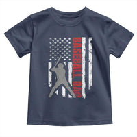 Baseball Dad Toddler T Shirt Retro US Flag Fathers Day Baseball Player - Wonder Print Shop