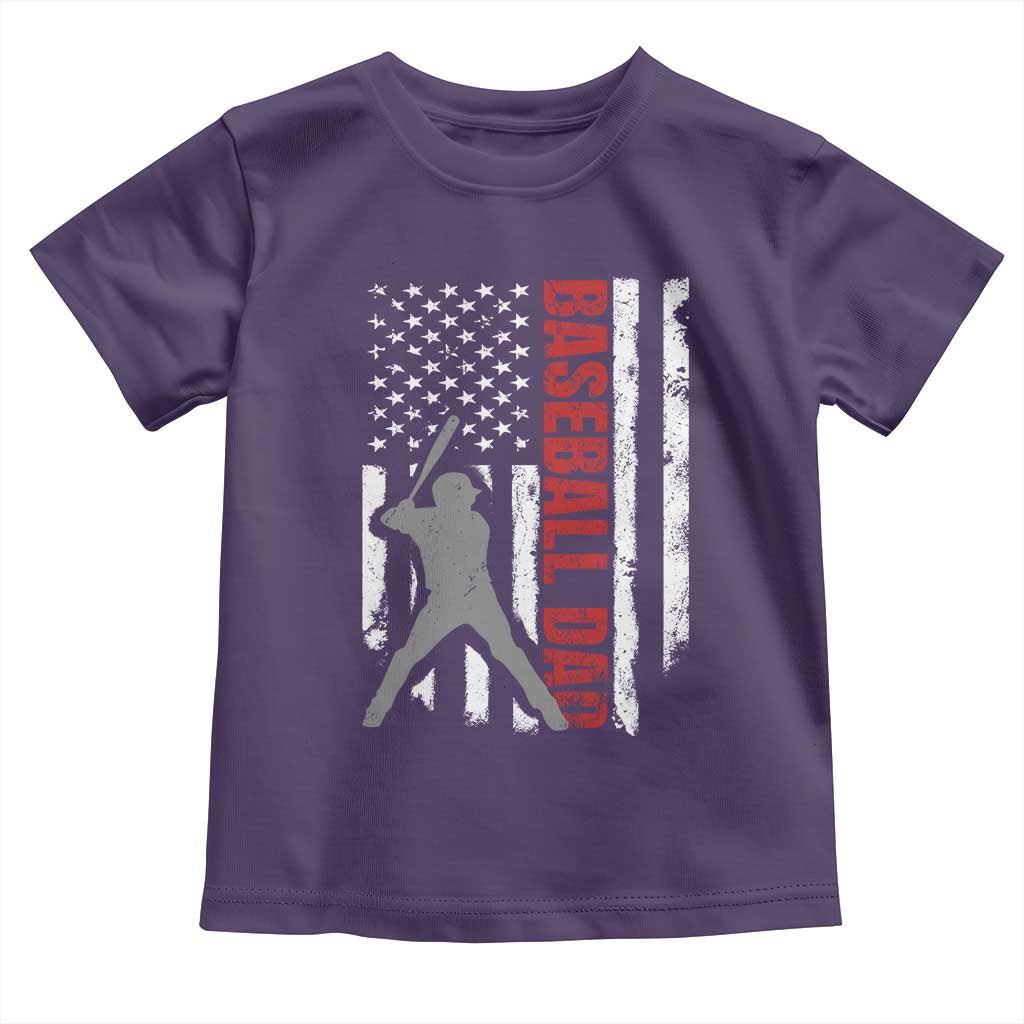 Baseball Dad Toddler T Shirt Retro US Flag Fathers Day Baseball Player - Wonder Print Shop