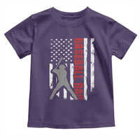 Baseball Dad Toddler T Shirt Retro US Flag Fathers Day Baseball Player - Wonder Print Shop