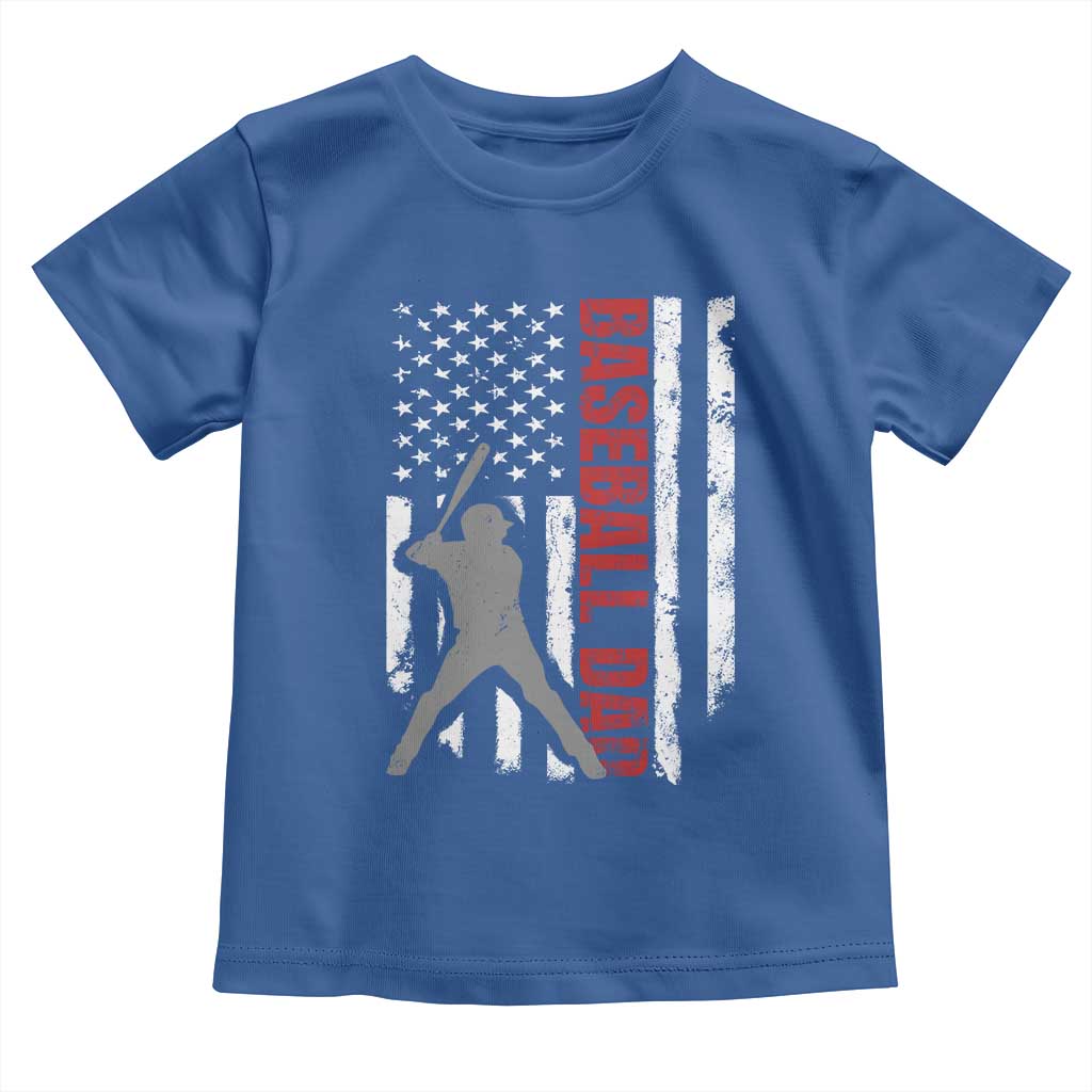 Baseball Dad Toddler T Shirt Retro US Flag Fathers Day Baseball Player - Wonder Print Shop