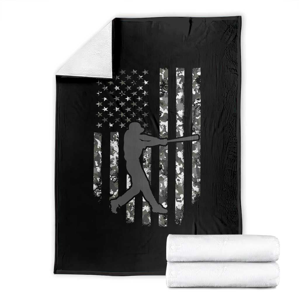 Camo US Flag Baseball Player Throw Blanket Retro Camouflage American Flag Patriotic - Wonder Print Shop