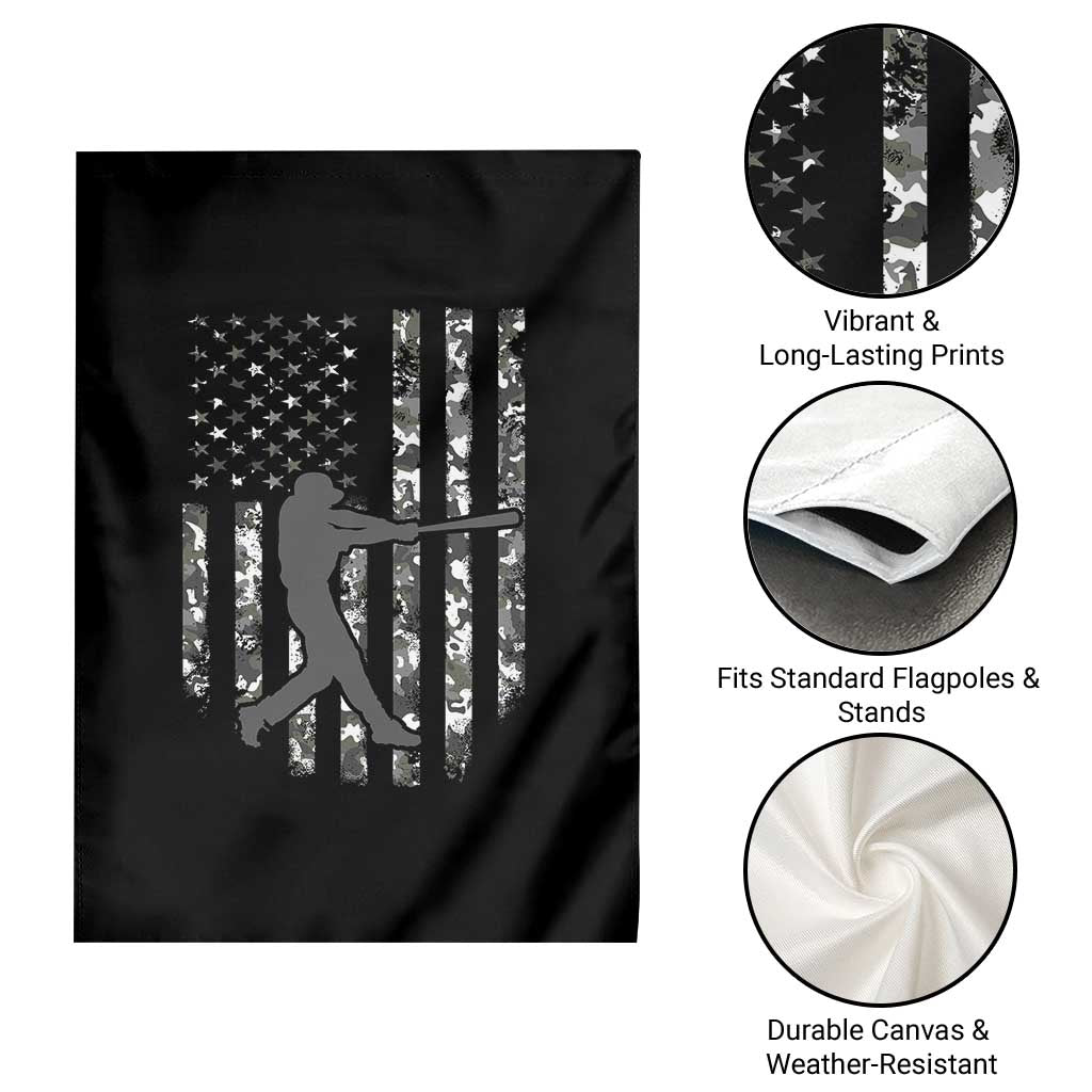 Camo US Flag Baseball Player Garden Flag Retro Camouflage American Flag Patriotic - Wonder Print Shop