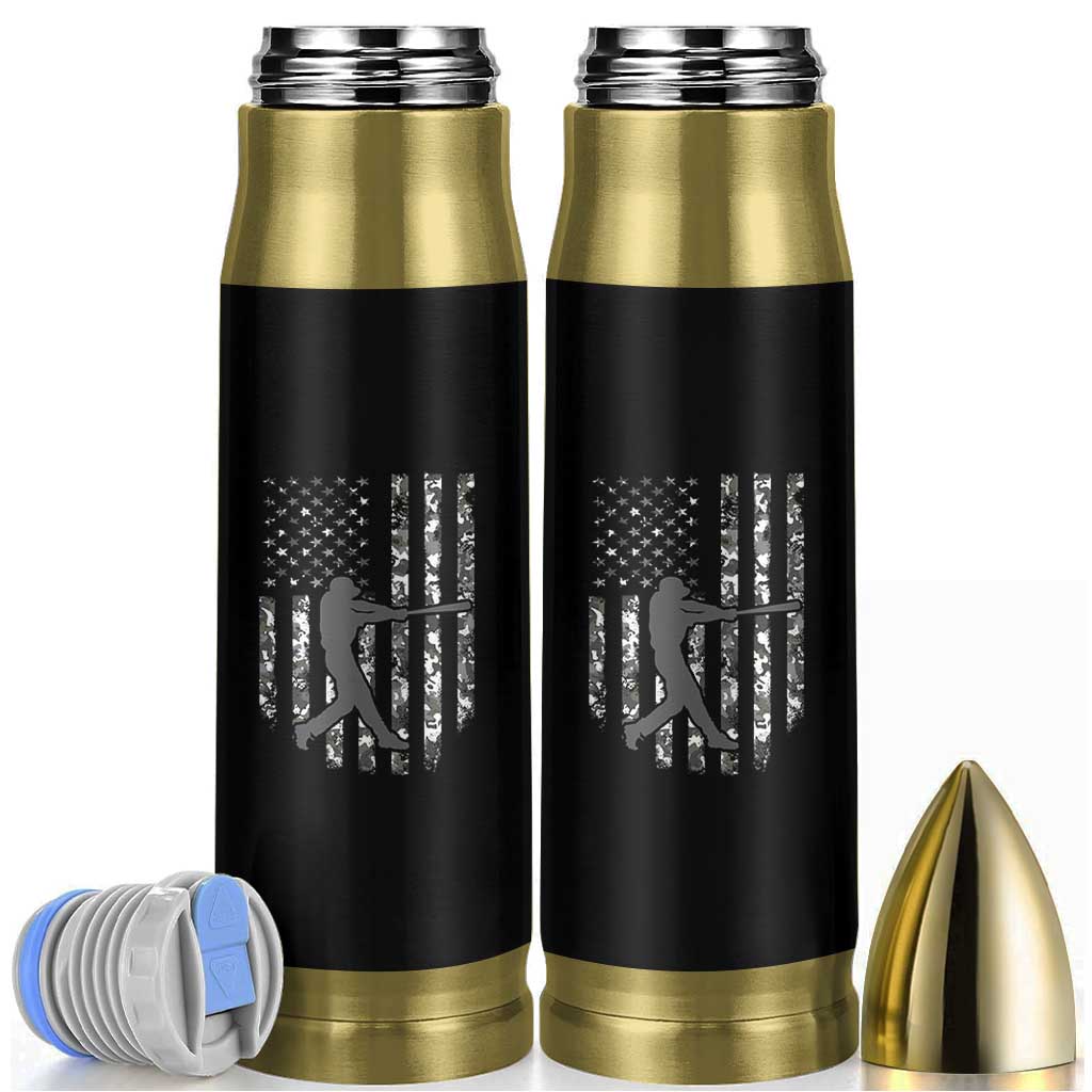 Camo US Flag Baseball Player Bullet Tumbler Retro Camouflage American Flag Patriotic - Wonder Print Shop