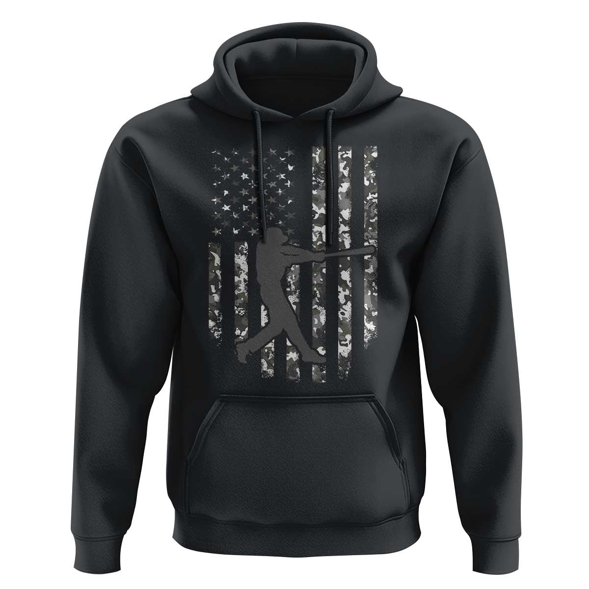 Camo US Flag Baseball Player Hoodie Retro Camouflage American Flag Patriotic - Wonder Print Shop