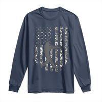 Camo US Flag Baseball Player Long Sleeve Shirt Retro Camouflage American Flag Patriotic - Wonder Print Shop