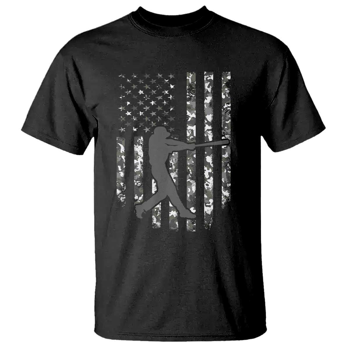 Camo US Flag Baseball Player T Shirt Retro Camouflage American Flag Patriotic - Wonder Print Shop